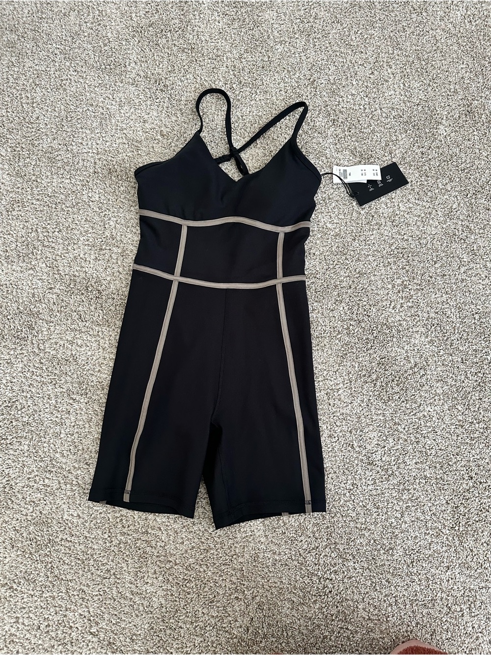 Abercrombie & Fitch Black Romper with Taupe Piping